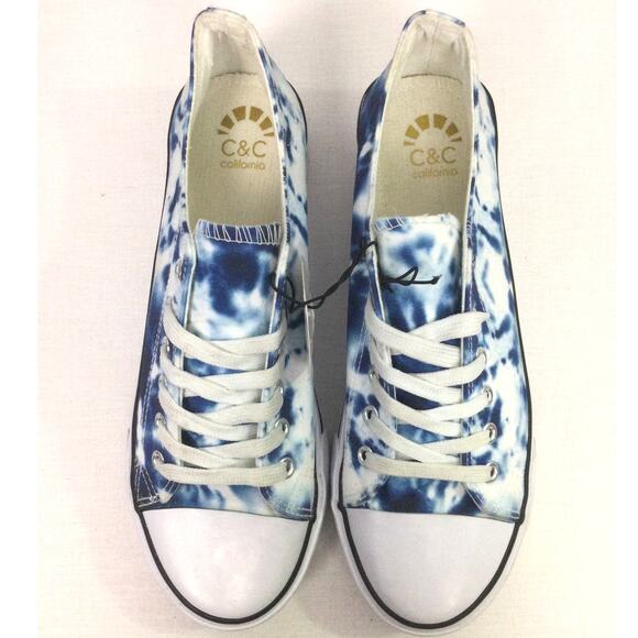C &C California Blue Tie Dye Platform Lace Up Fashion Sneaker Women's 11M - Picture 2 of 14